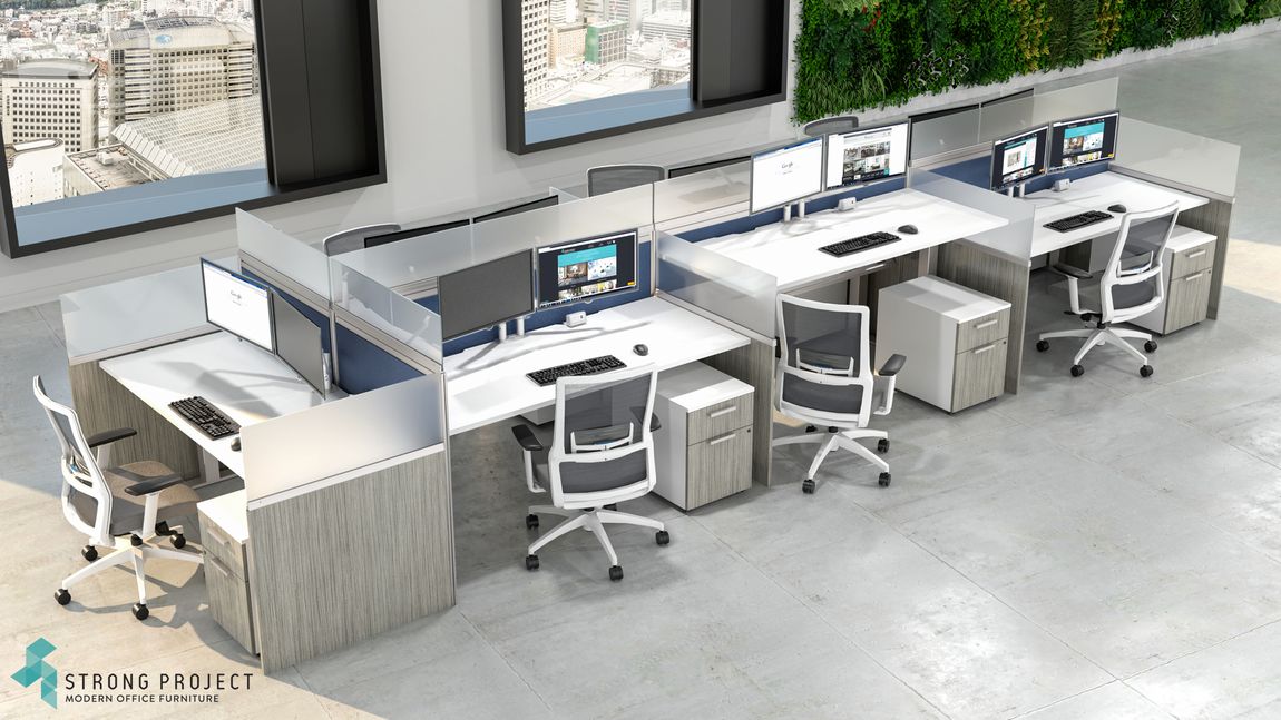 Call Center Workstations with Sit-Stand Desks