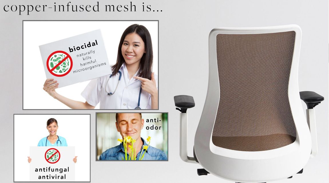 Self-Sanitizing Mesh Office Chair that’s Biocidal, Antifungal, Antiviral & Anti-Odor