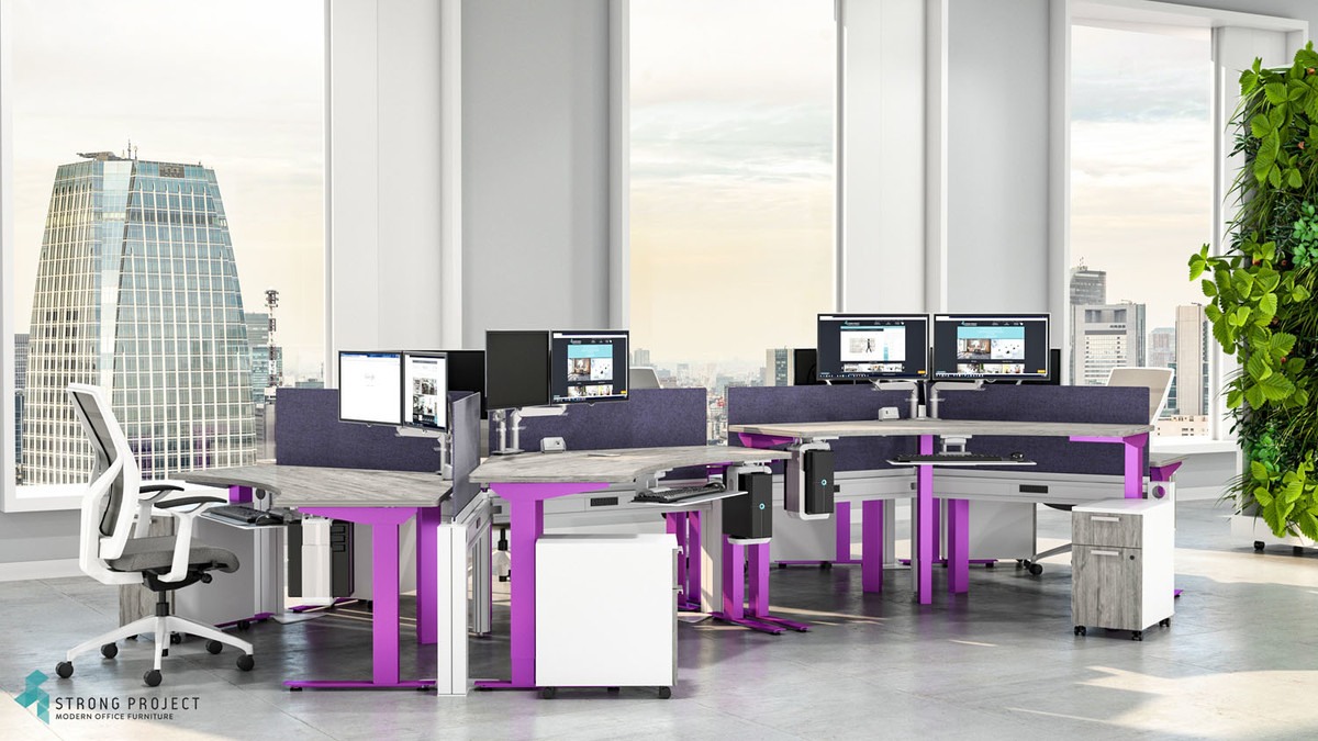 Pink Height-Adjustable Workstations and Desks