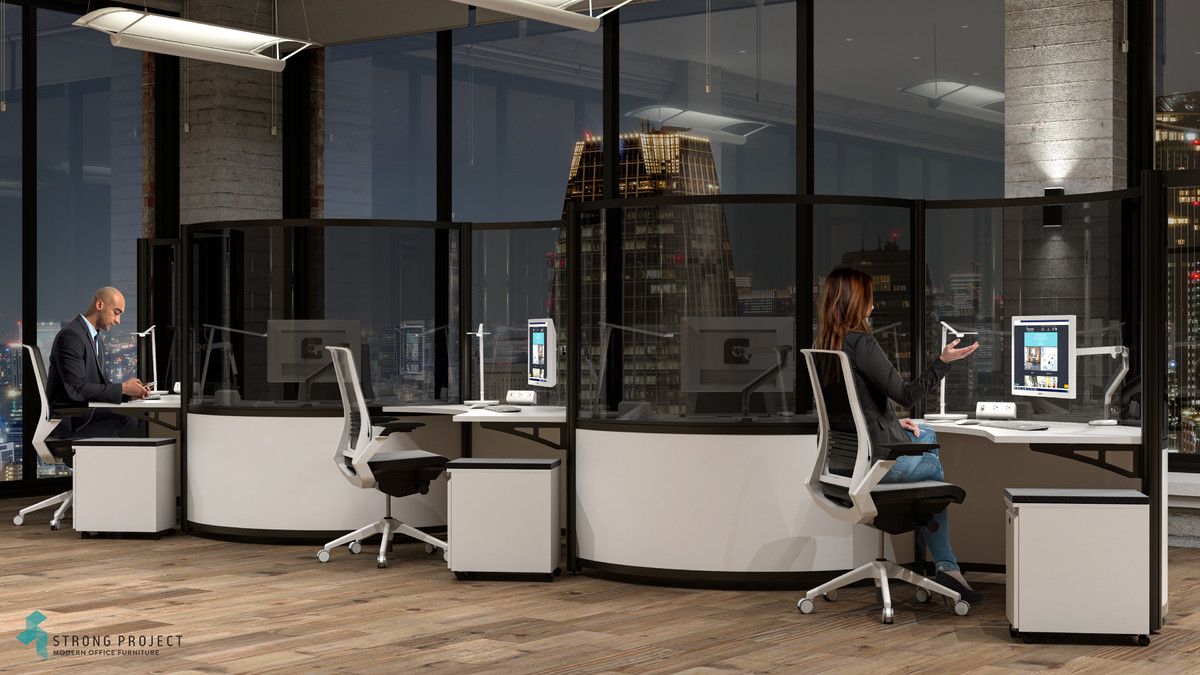 Modern Cubicles with High Curved Acrylic Dividers