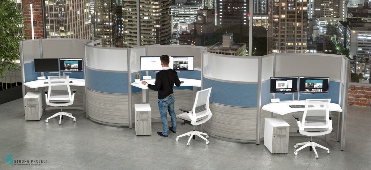 Curved Height Adjustable Workstations