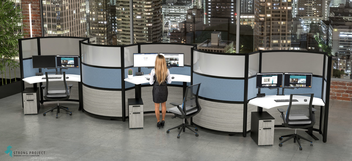 Curved Height Adjustable Cubicles | StrongProject