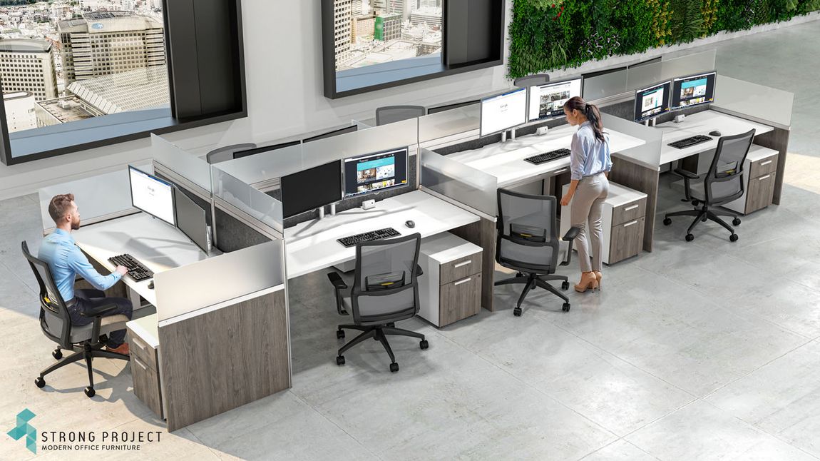 Modern Call Center Cubicles with Stand Up Office Desks