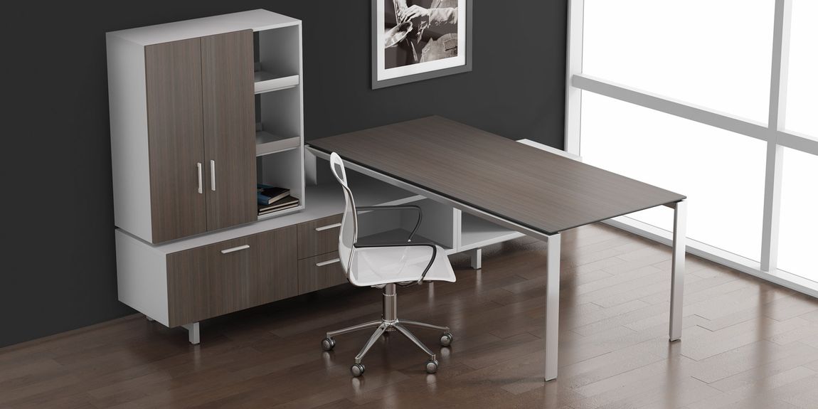 Modern Office Desk Set with Wardrobe
