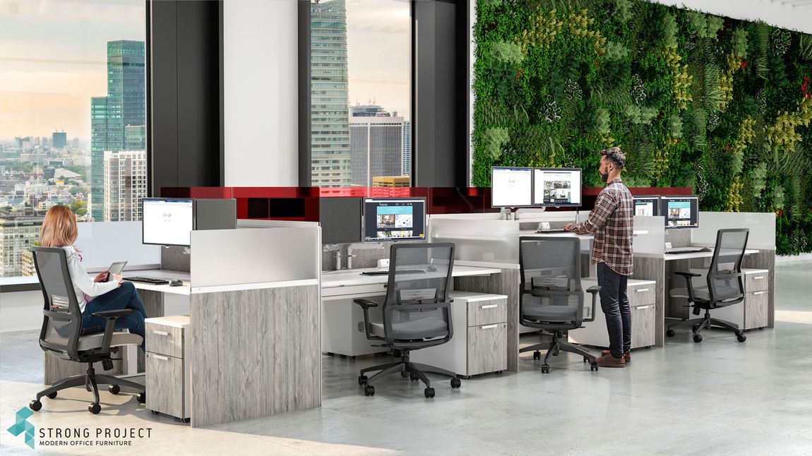 Call Center Cubicles with Height Adjustable Desks
