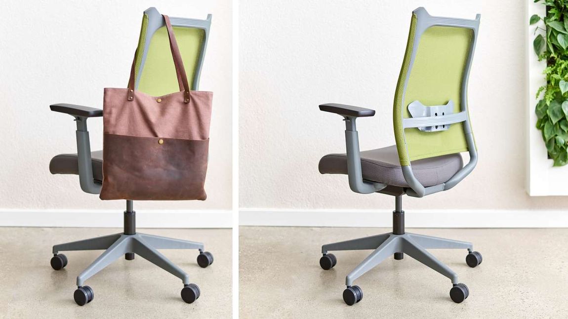 Modern Task Chair with Frame for Hanging Bags and Backpacks