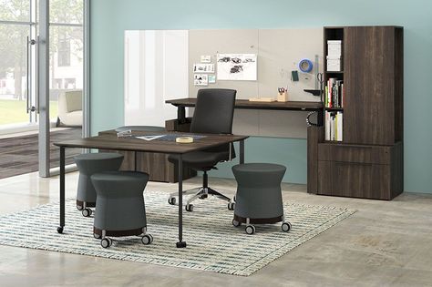 Mid Century Modern Sit Stand Desk Set