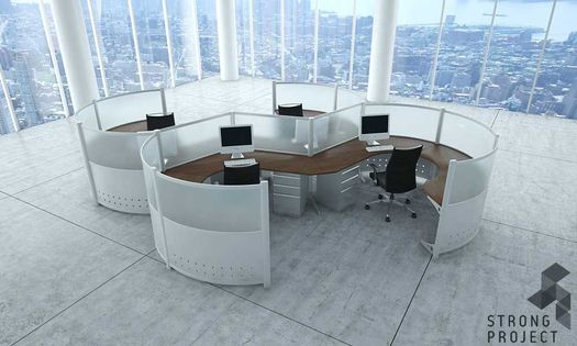Curved Workstations - Futuristic Office Furniture