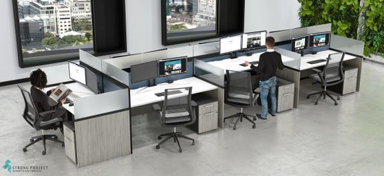 Post-COVID Modern Call Center Cubicles with Sit-Stand Desks & integrated Manager Station