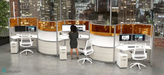 Curved Height Adjustable Workstations