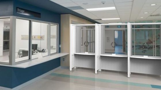 Connected Healthcare Assessment Booths with Privacy Side Dividers