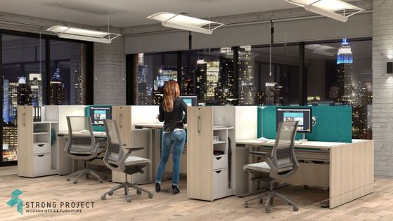 Modular Workstations with Cubicle Cabinets
