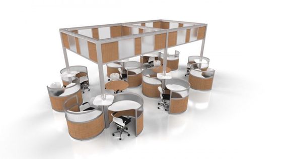 Curved Workstation Pods for Creative Office Spaces