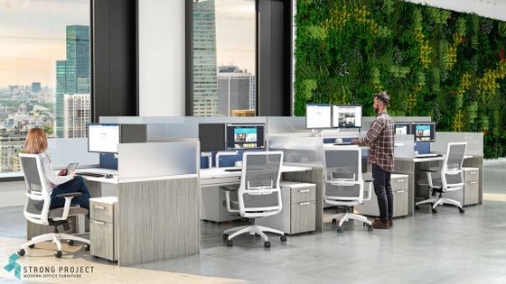 Call Center Cubicles with Height-Adjustable Desks