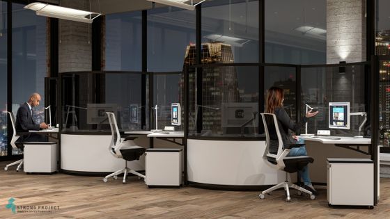 Modern Cubicles with High Curved Acrylic Dividers