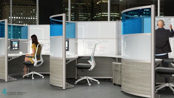Modern Curved Workstations with High Privacy Screens