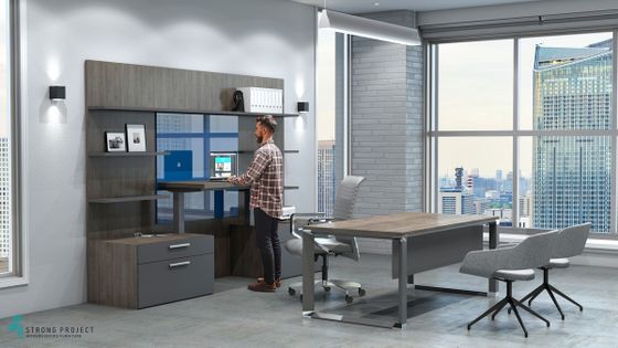 Height-Adjustable Desks and Complimentary Storage