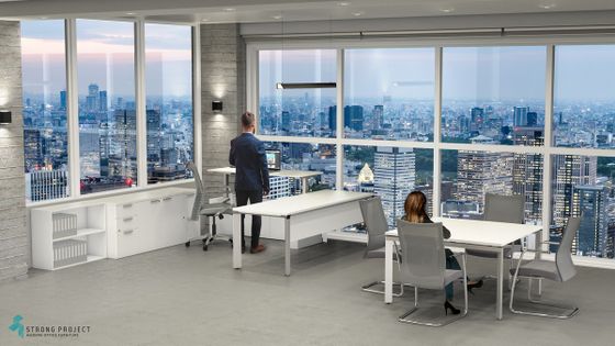 Executive  Adjustable-Height Desk Set and Meeting Table